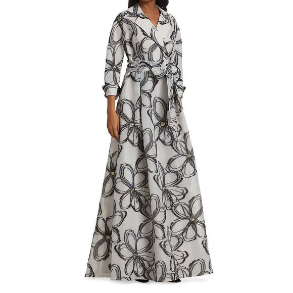 Teri Jon by Rickie Freeman
Abstract-Print Embellished Organza Tie-Waist Gown - Picture 1 of 10
